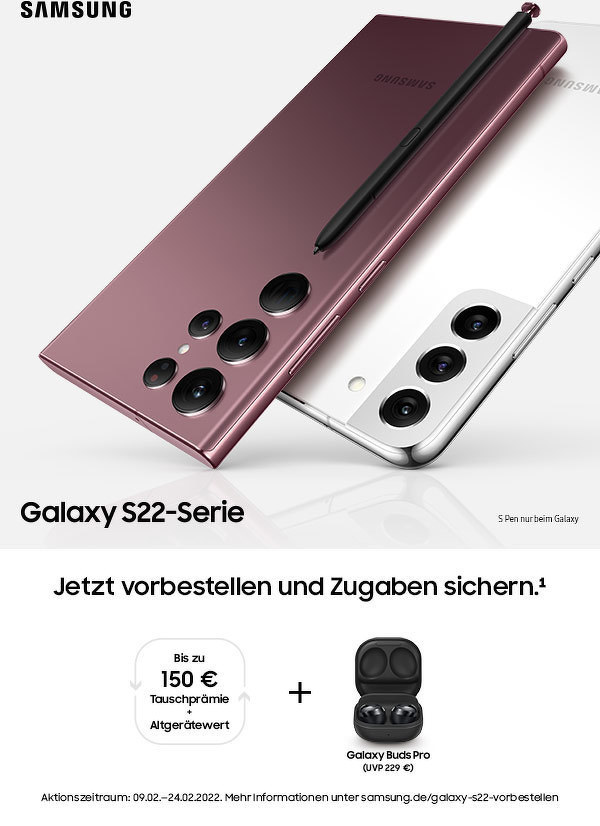 Samsung Galaxy S22-Serie. Jetzt vorbestellen und Zugaben sichern¹